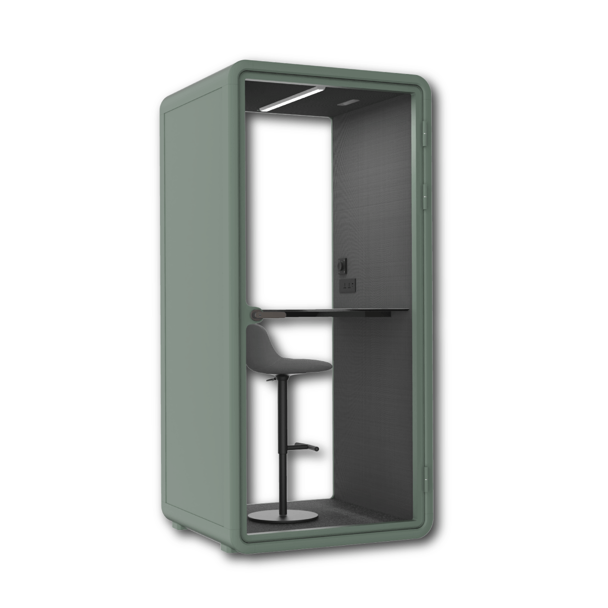 SpacePod Solo - Olive Green and Dark Gray Fabric with Furniture