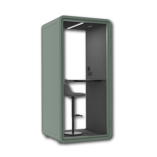 SpacePod Solo - Olive Green and Dark Gray Fabric with Furniture