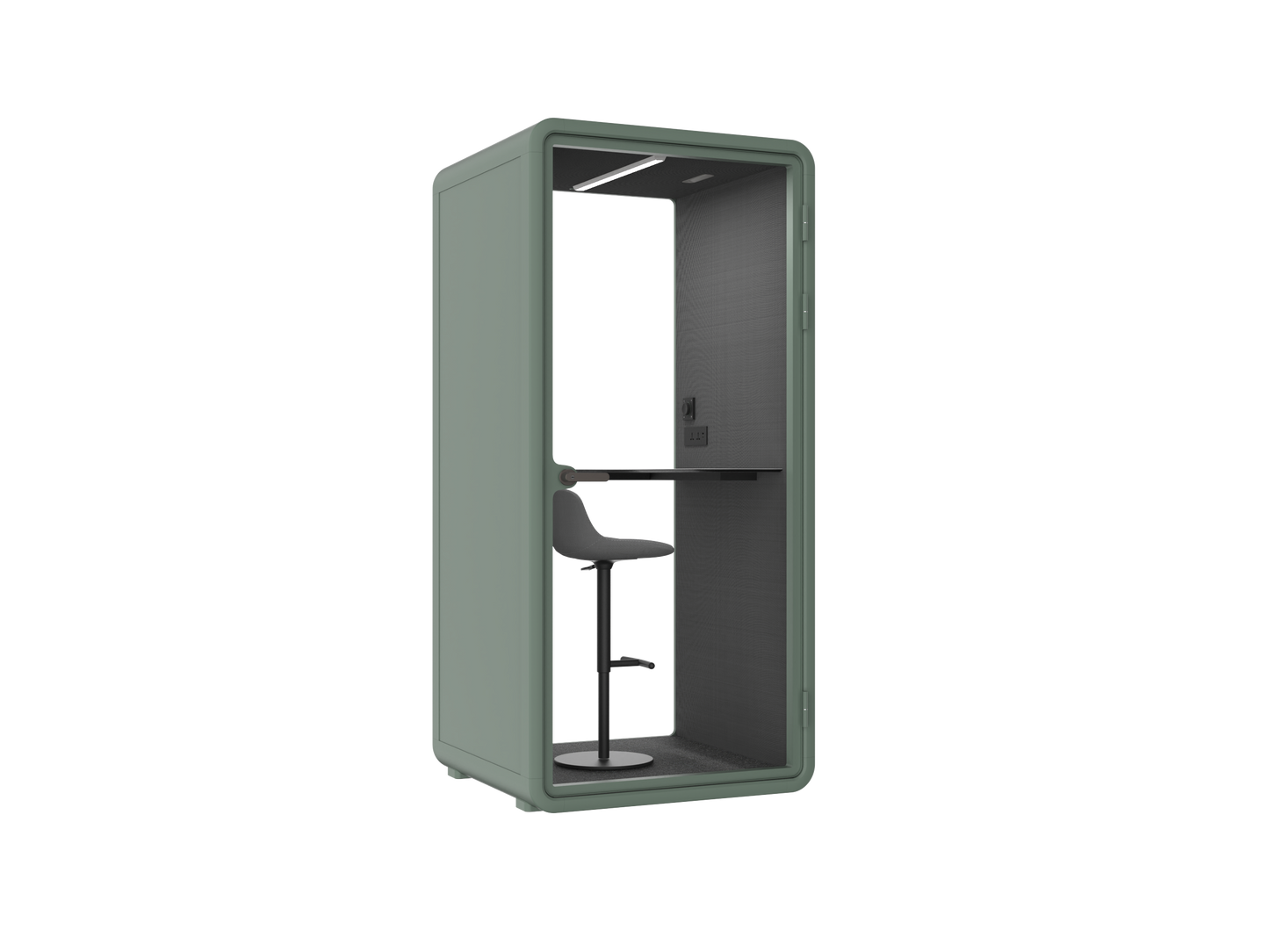 SpacePod Solo - Olive Green and Dark Gray Fabric with Furniture